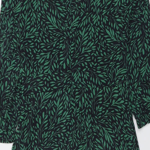 Hobbs Womens Green Geometric Viscose Trapeze & Swing Size 12 Round Neck Pullover - Leaf pattern