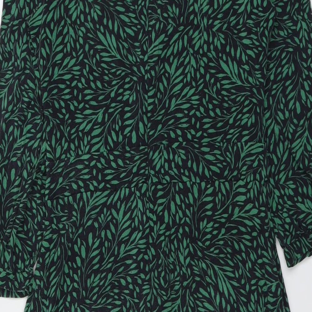 Hobbs Womens Green Geometric Viscose Trapeze & Swing Size 12 Round Neck Pullover - Leaf pattern