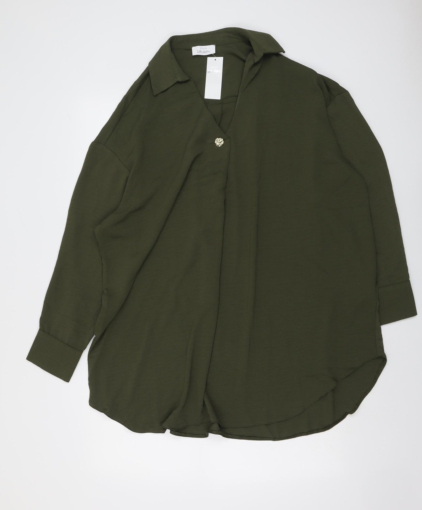 Yours Womens Green Polyester Tunic Blouse Size 24 Collared