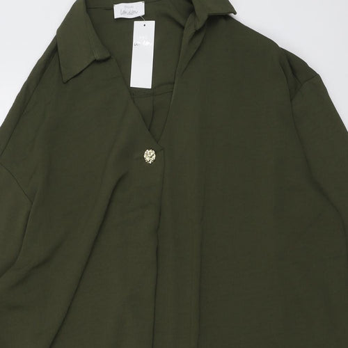 Yours Womens Green Polyester Tunic Blouse Size 24 Collared