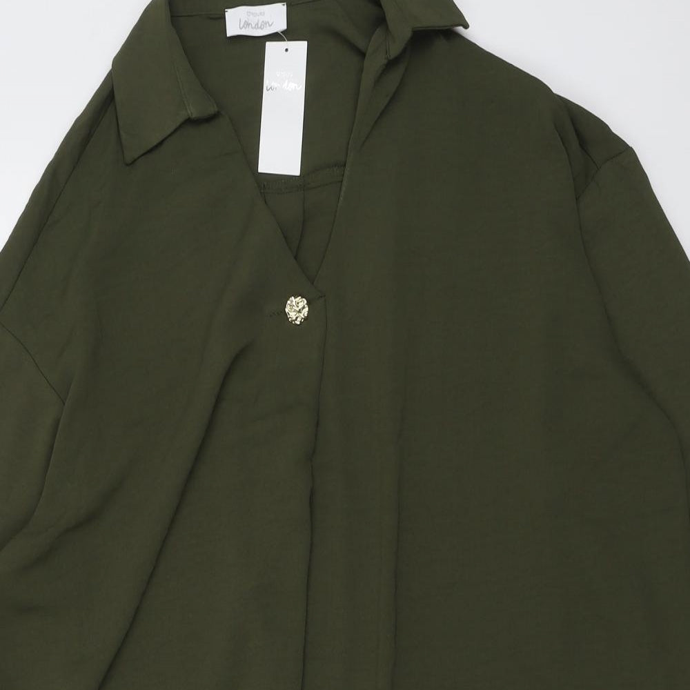 Yours Womens Green Polyester Tunic Blouse Size 24 Collared