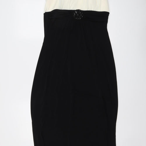 En Focus Womens Black Colourblock Polyester A-Line Size 10 Halter Pullover