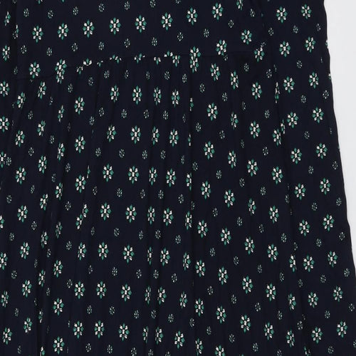 Marks and Spencer Womens Blue Geometric Viscose Trapeze & Swing Size 10 Round Neck Tie