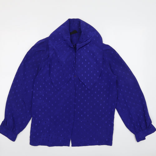 Reldan Womens Blue Geometric Polyester Basic Button-Up Size S Collared