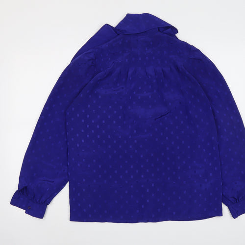 Reldan Womens Blue Geometric Polyester Basic Button-Up Size S Collared