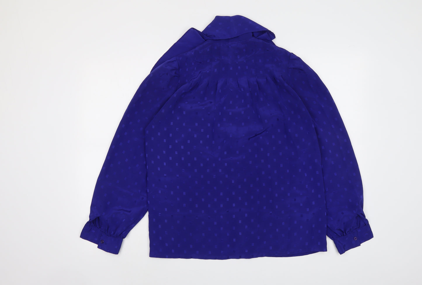 Reldan Womens Blue Geometric Polyester Basic Button-Up Size S Collared