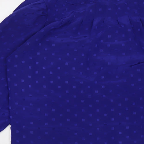 Reldan Womens Blue Geometric Polyester Basic Button-Up Size S Collared