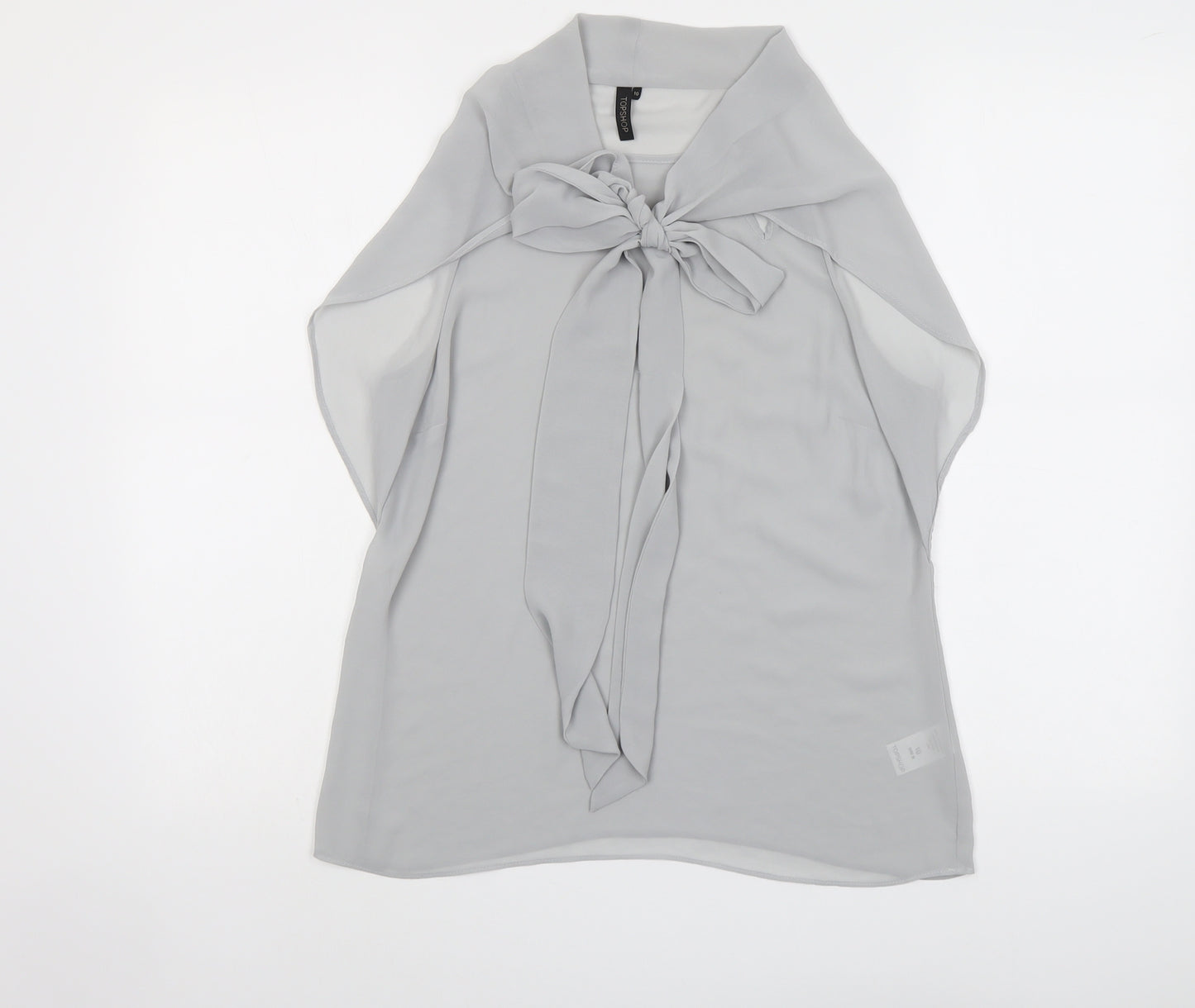 Topshop Womens Grey Polyester Basic Tank Size 10 Round Neck