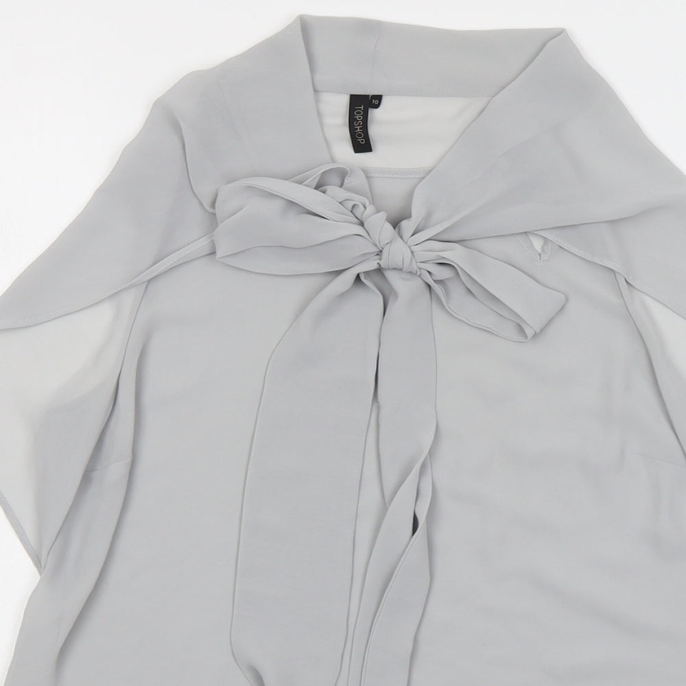 Topshop Womens Grey Polyester Basic Tank Size 10 Round Neck