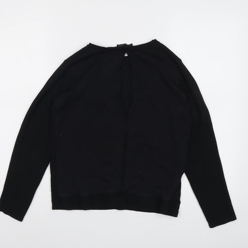 Zara Womens Black Polyester Basic Blouse Size S Round Neck