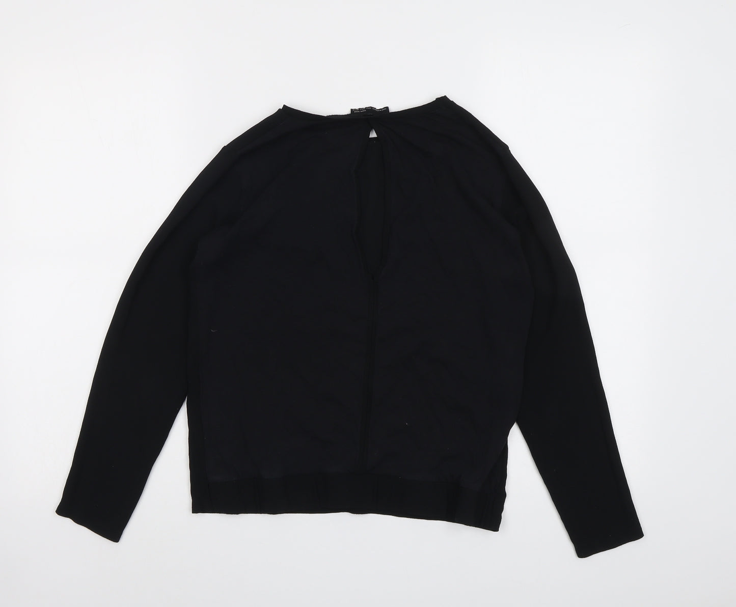 Zara Womens Black Polyester Basic Blouse Size S Round Neck