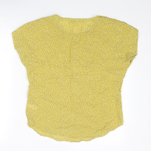 Monsoon Womens Yellow Floral Viscose Basic T-Shirt Size M Boat Neck