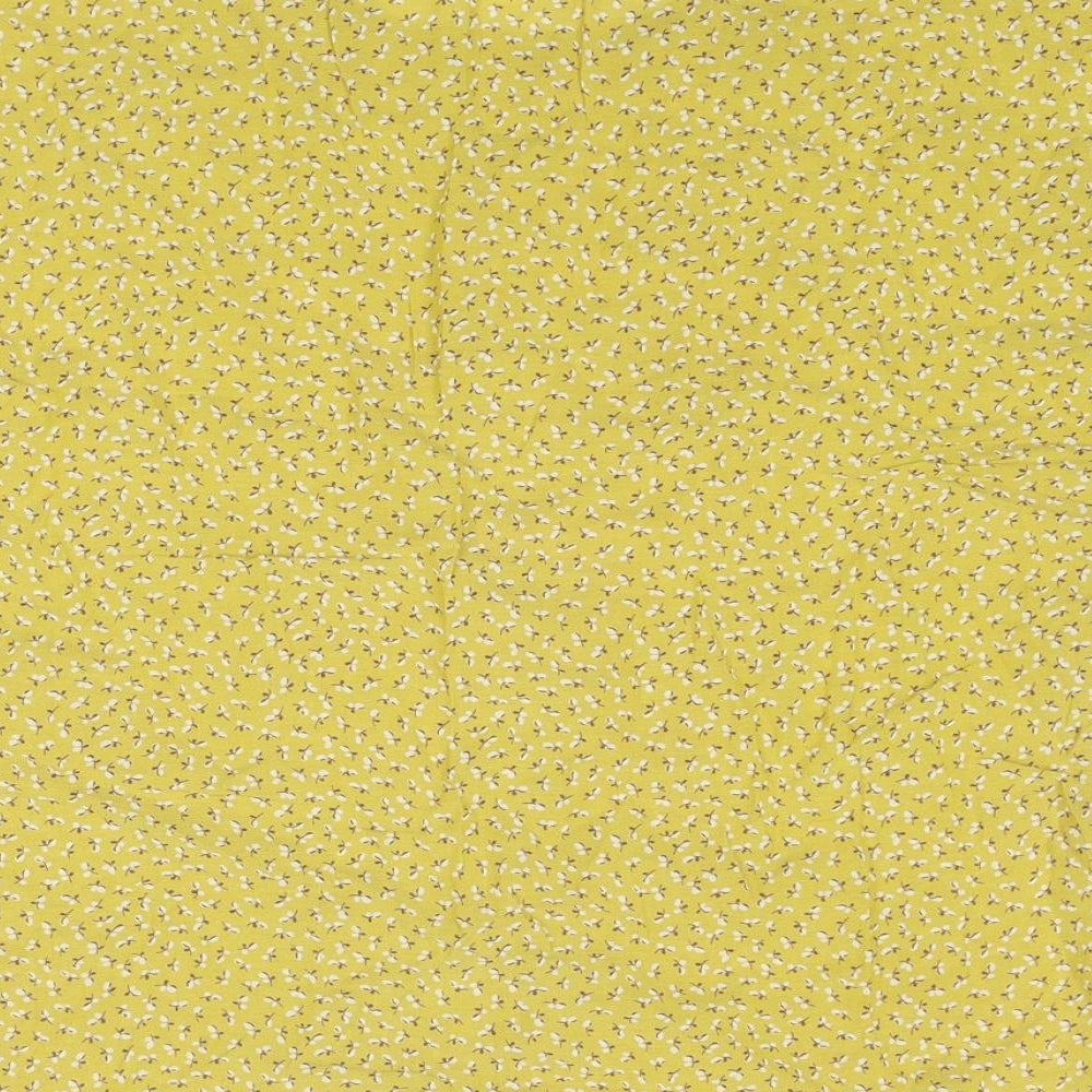 Monsoon Womens Yellow Floral Viscose Basic T-Shirt Size M Boat Neck
