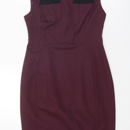 Dorothy Perkins Womens Purple Colourblock Polyester Sheath Size 8 Round Neck Zip