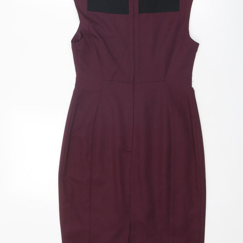 Dorothy Perkins Womens Purple Colourblock Polyester Sheath Size 8 Round Neck Zip