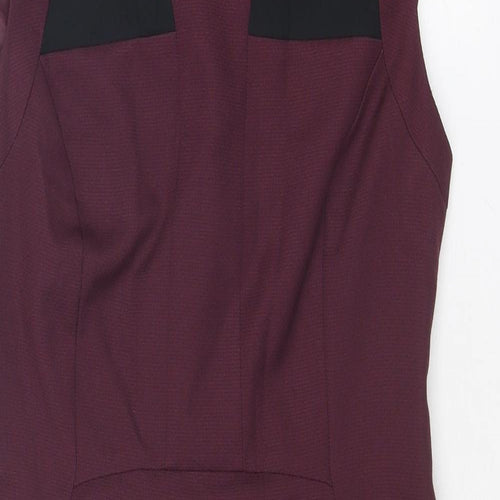 Dorothy Perkins Womens Purple Colourblock Polyester Sheath Size 8 Round Neck Zip