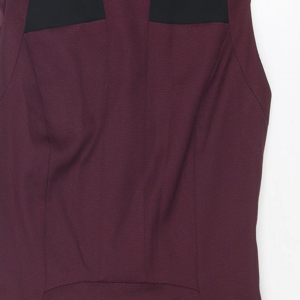 Dorothy Perkins Womens Purple Colourblock Polyester Sheath Size 8 Round Neck Zip