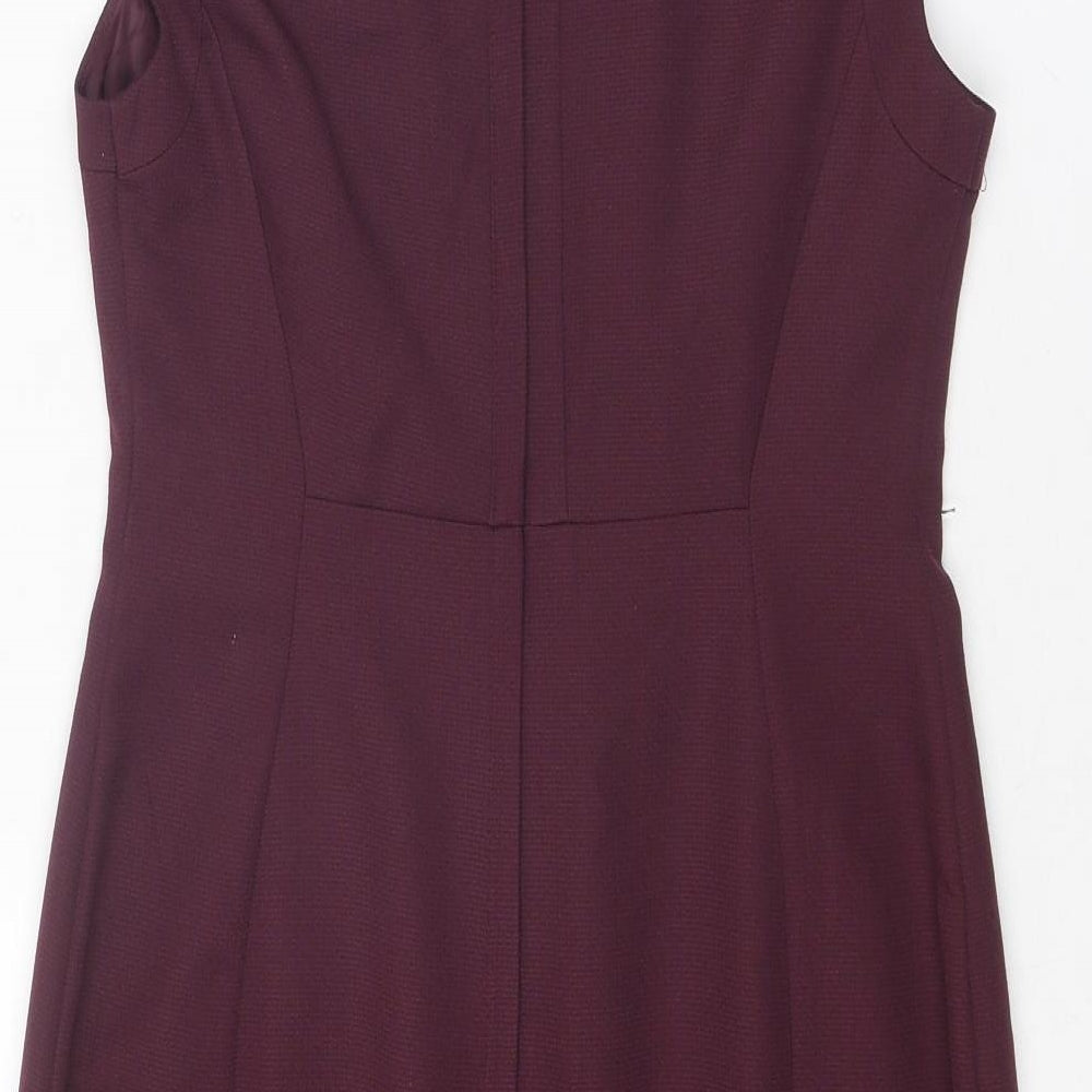 Dorothy Perkins Womens Purple Colourblock Polyester Sheath Size 8 Round Neck Zip