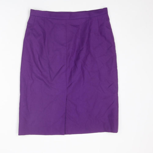Jaeger Womens Purple Wool A-Line Skirt Size 10 Zip