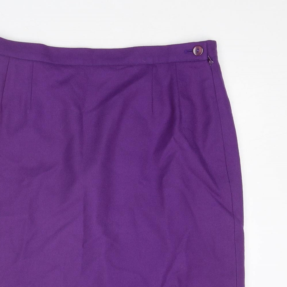 Jaeger Womens Purple Wool A-Line Skirt Size 10 Zip