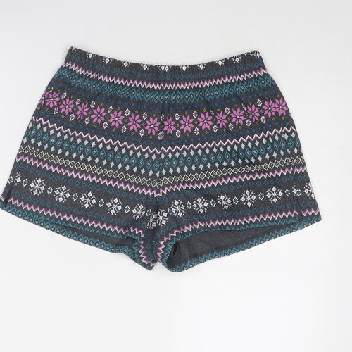 Marks and Spencer Womens Multicoloured Fair Isle Cotton Basic Shorts Size S Regular Pull On