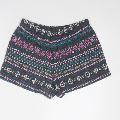 Marks and Spencer Womens Multicoloured Fair Isle Cotton Basic Shorts Size S Regular Pull On