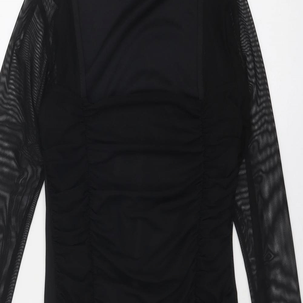 Nasty Gal Womens Black Polyester Bodycon Size 10 Scoop Neck Pullover