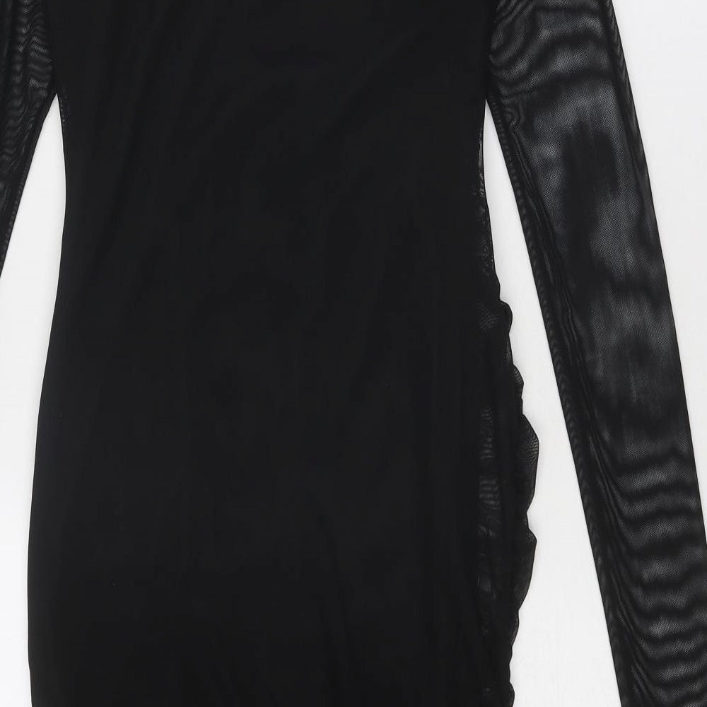 Nasty Gal Womens Black Polyester Bodycon Size 10 Scoop Neck Pullover