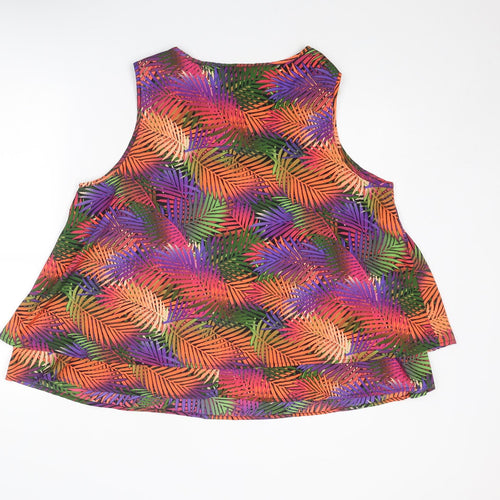 Originals Womens Multicoloured Geometric Polyester Basic Tank Size 18 Scoop Neck - Palm Print