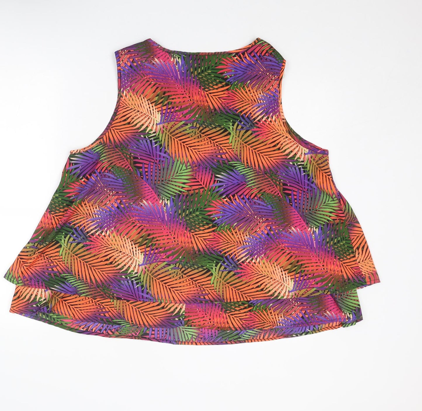 Originals Womens Multicoloured Geometric Polyester Basic Tank Size 18 Scoop Neck - Palm Print