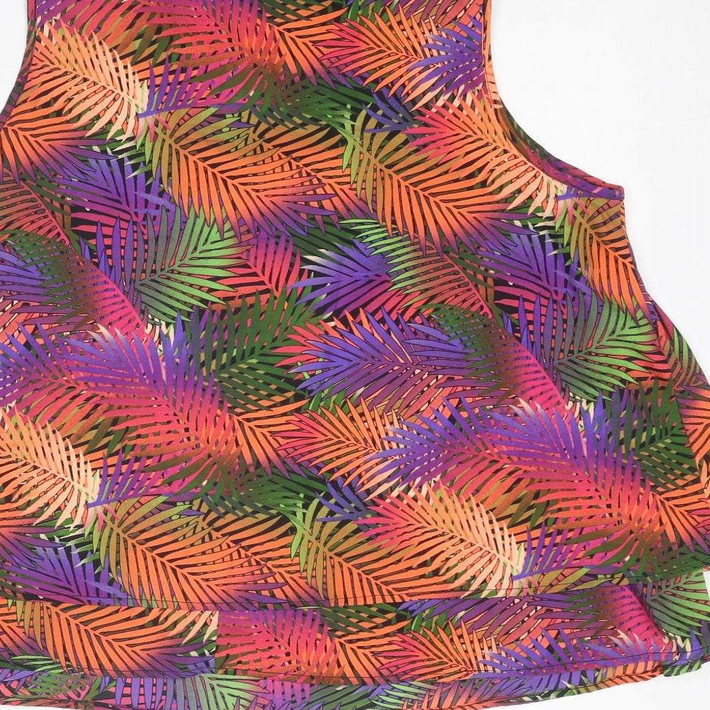 Originals Womens Multicoloured Geometric Polyester Basic Tank Size 18 Scoop Neck - Palm Print