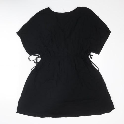 Marks and Spencer Womens Black Viscose T-Shirt Dress Size 12 V-Neck Pullover