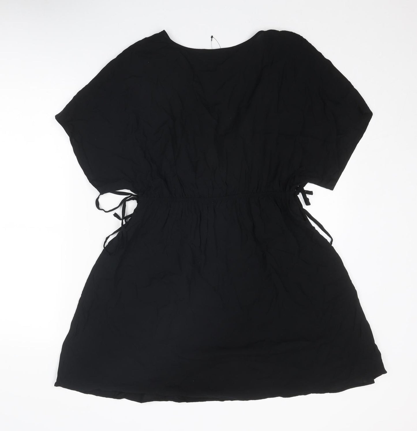 Marks and Spencer Womens Black Viscose T-Shirt Dress Size 12 V-Neck Pullover