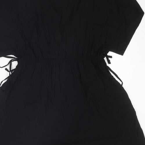 Marks and Spencer Womens Black Viscose T-Shirt Dress Size 12 V-Neck Pullover