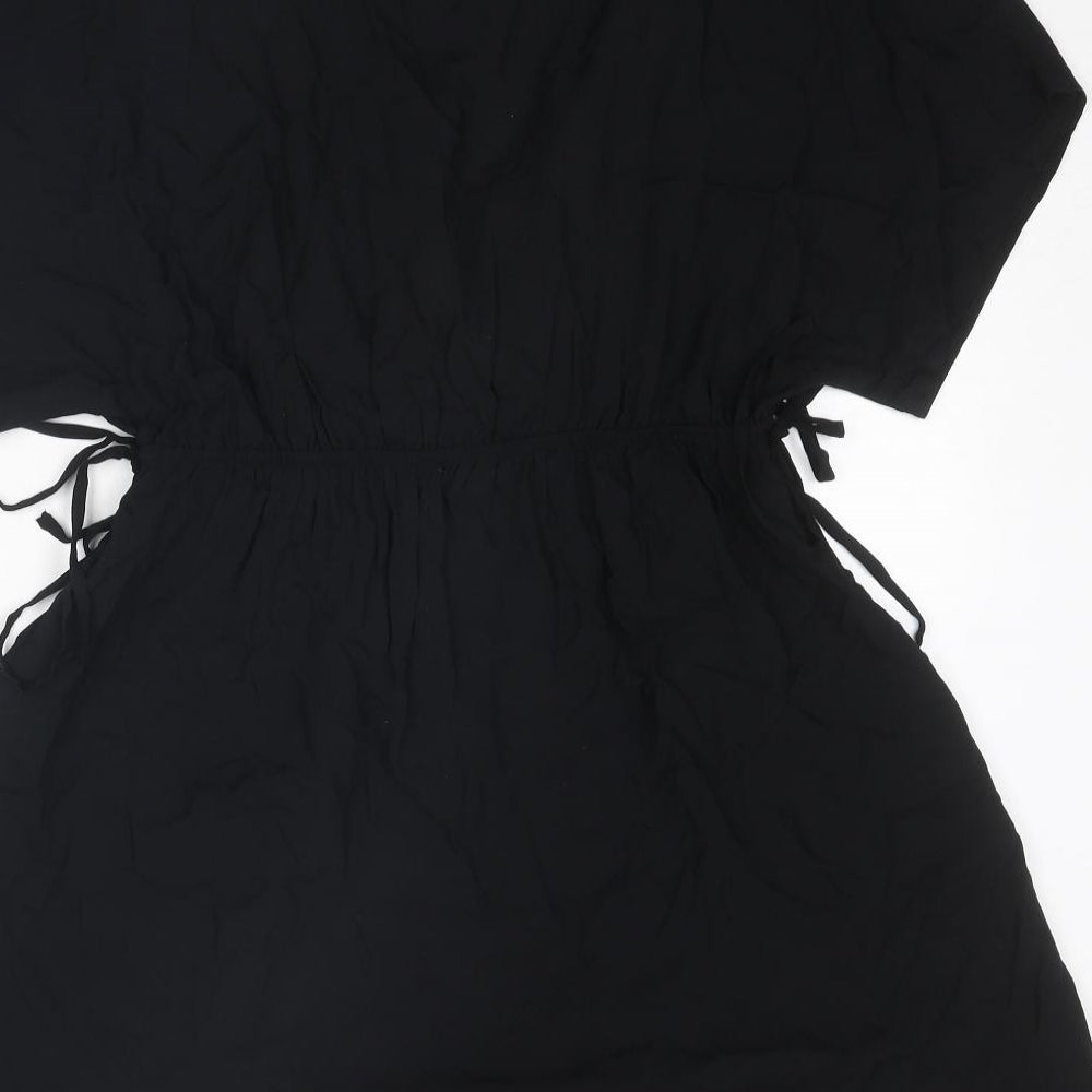 Marks and Spencer Womens Black Viscose T-Shirt Dress Size 12 V-Neck Pullover