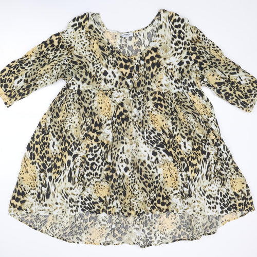 Simply Be Womens Multicoloured Animal Print Viscose Fit & Flare Size 18 V-Neck Button - Leopard cheetah pattern