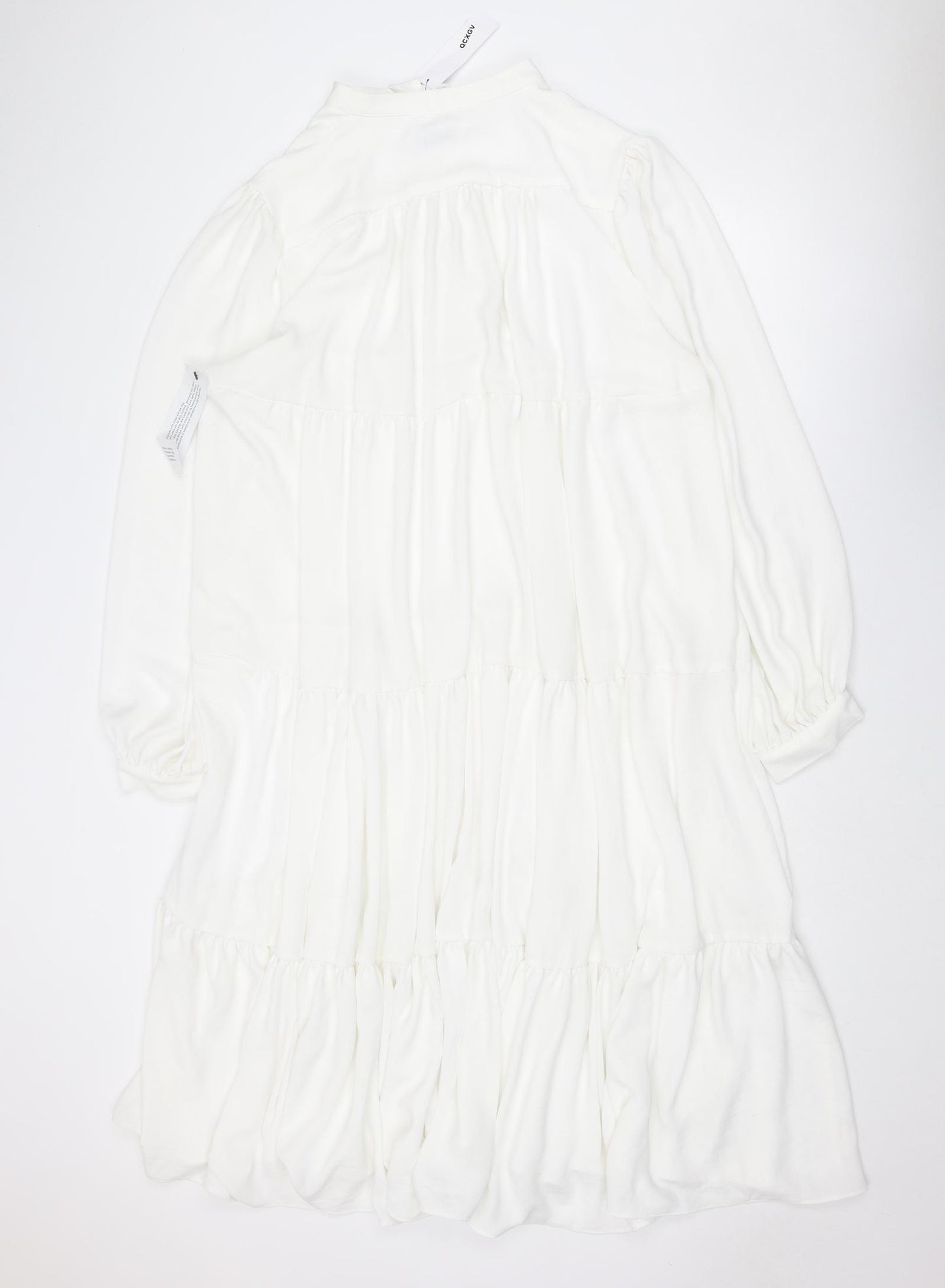 Topshop Womens White Polyester Maxi Size 18 Mock Neck Tie - Tiered