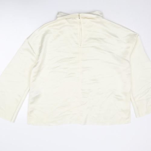 Autograph Womens Ivory Polyester Basic Blouse Size 16 High Neck