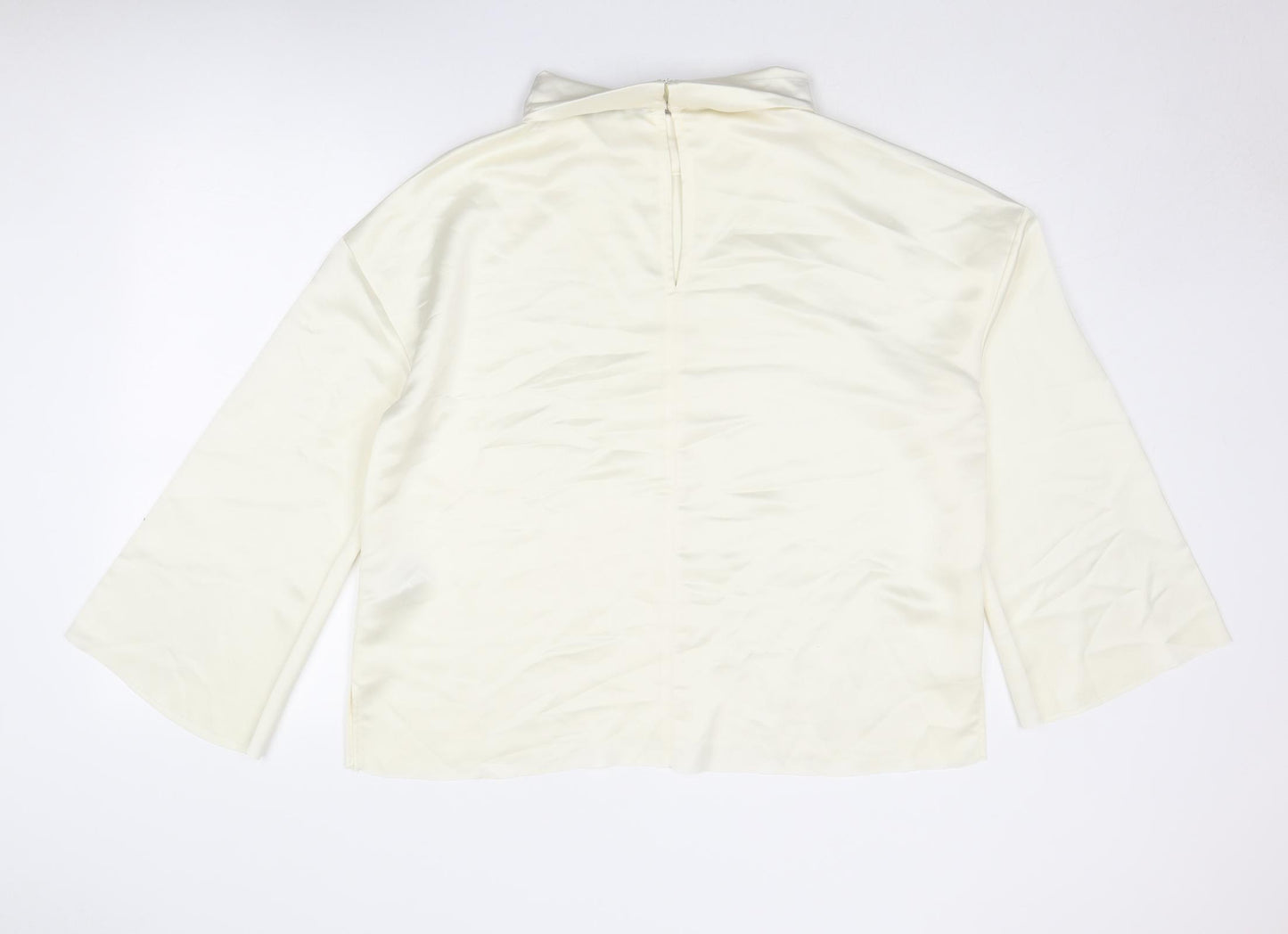 Autograph Womens Ivory Polyester Basic Blouse Size 16 High Neck