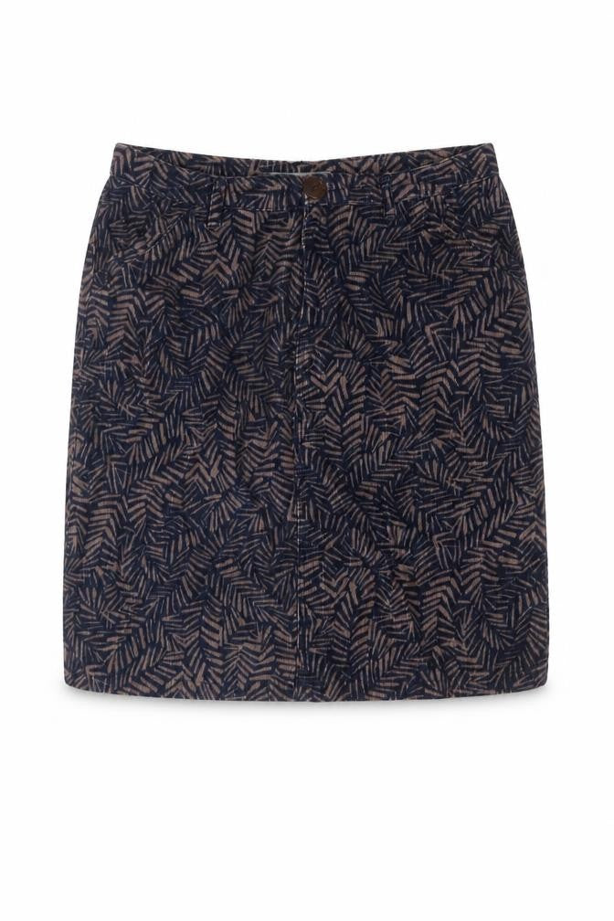 Lily & Me Womens Blue Geometric Cotton A-Line Skirt Size 10 Zip - Leaf pattern