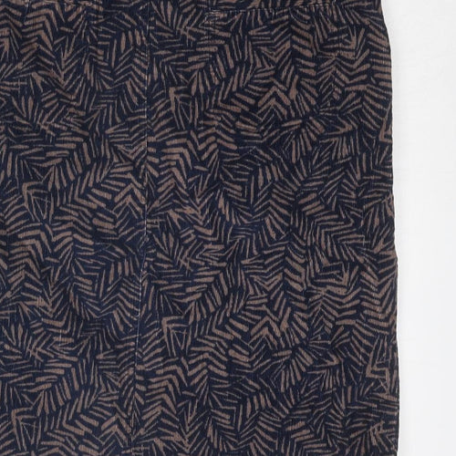 Lily & Me Womens Blue Geometric Cotton A-Line Skirt Size 10 Zip - Leaf pattern