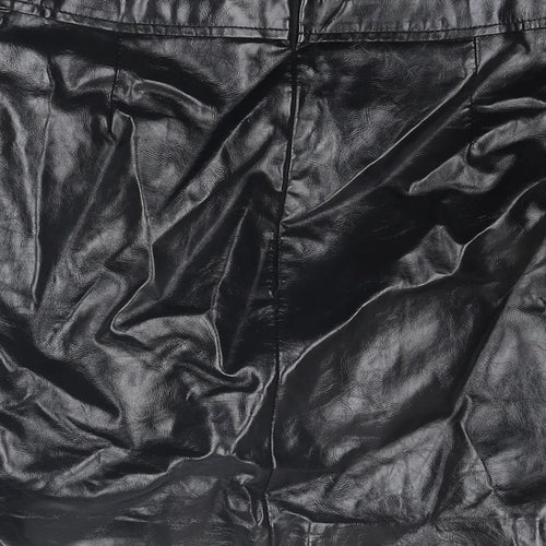 New Look Womens Black Polyurethane A-Line Skirt Size 8 Zip
