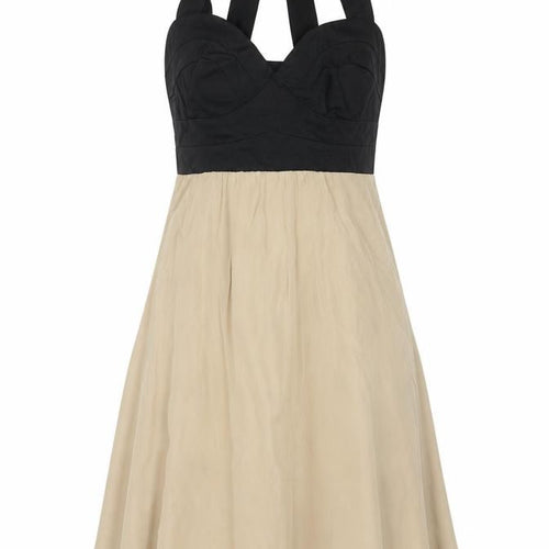 ASOS Womens Beige Colourblock Cotton Fit & Flare Size 8 Sweetheart Zip