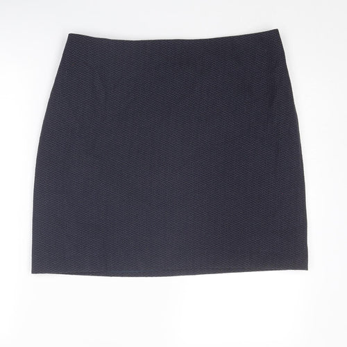 Monsoon Womens Blue Geometric Polyester A-Line Skirt Size 14 Zip