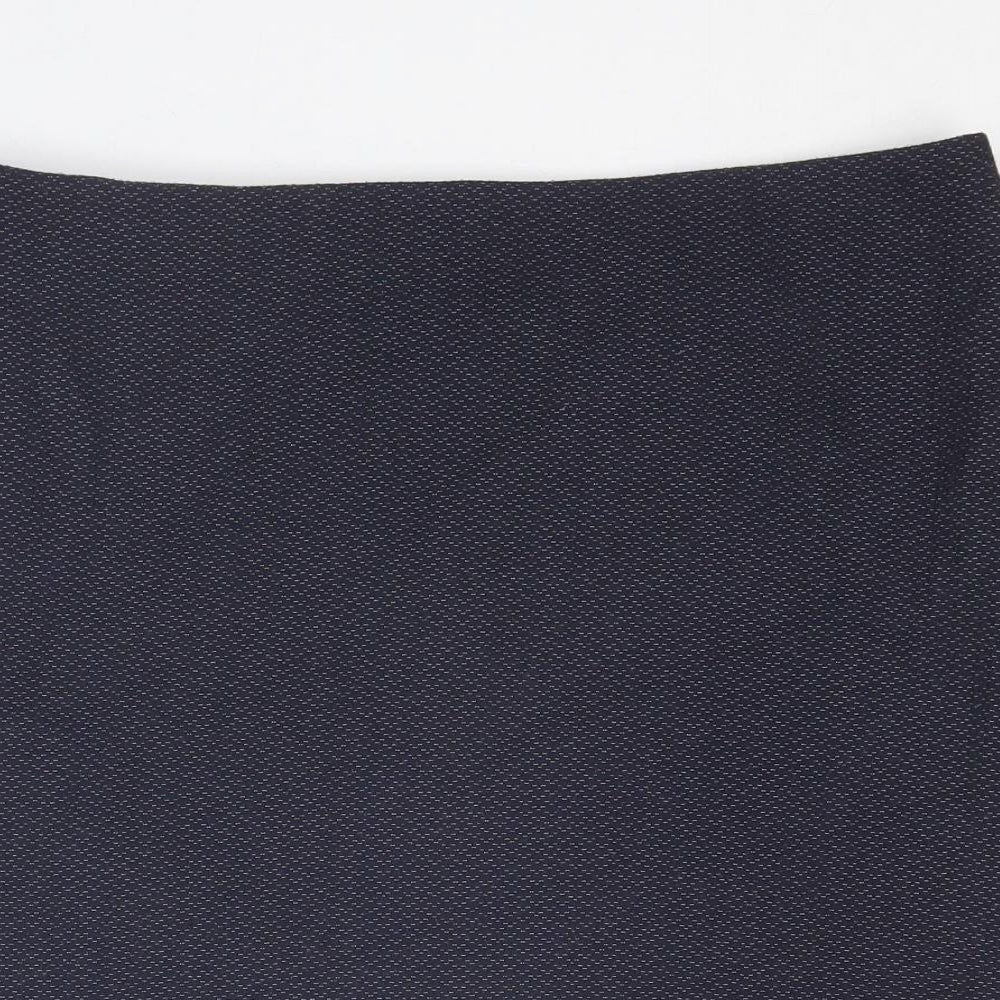 Monsoon Womens Blue Geometric Polyester A-Line Skirt Size 14 Zip
