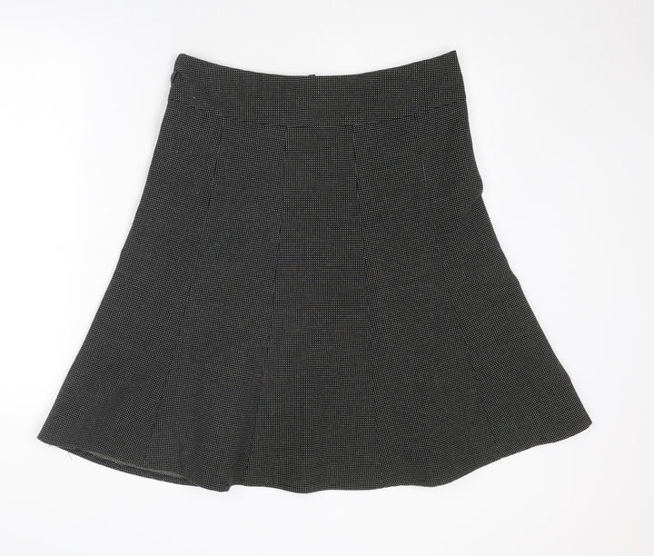 NEXT Womens Black Polka Dot Polyester Swing Skirt Size 14 Zip