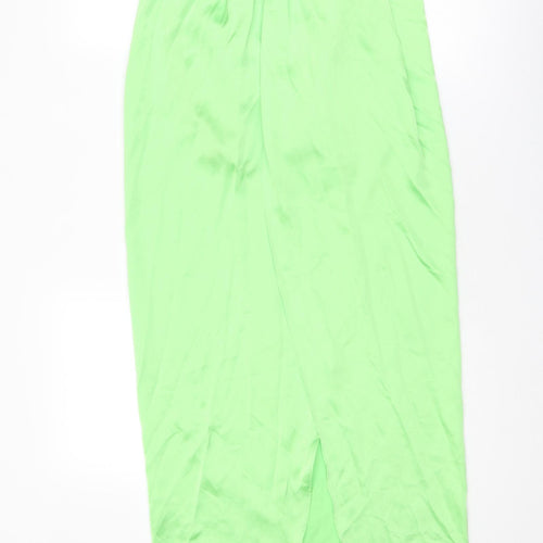 Zara Womens Green Polyester A-Line Skirt Size S Zip