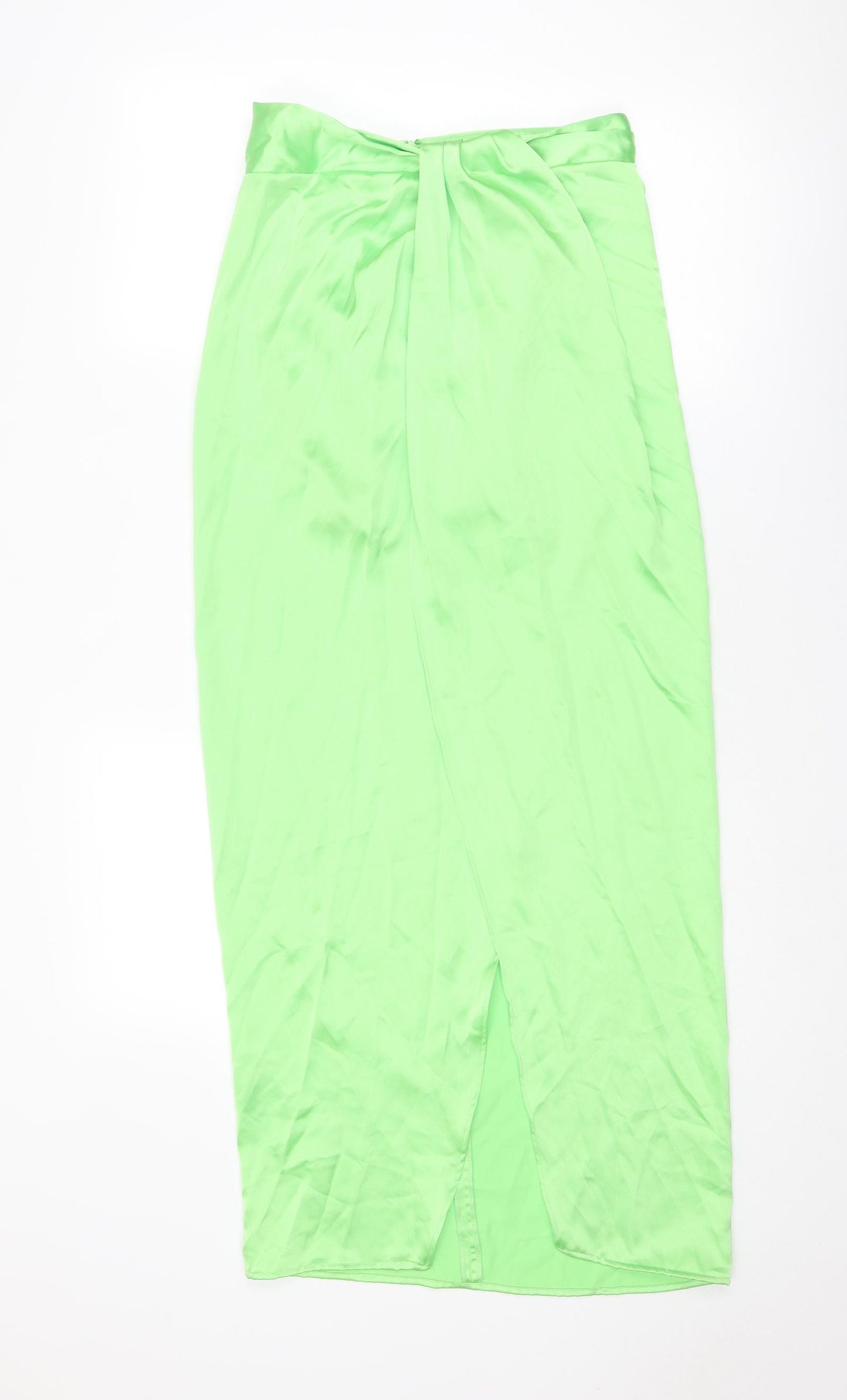 Zara Womens Green Polyester A-Line Skirt Size S Zip