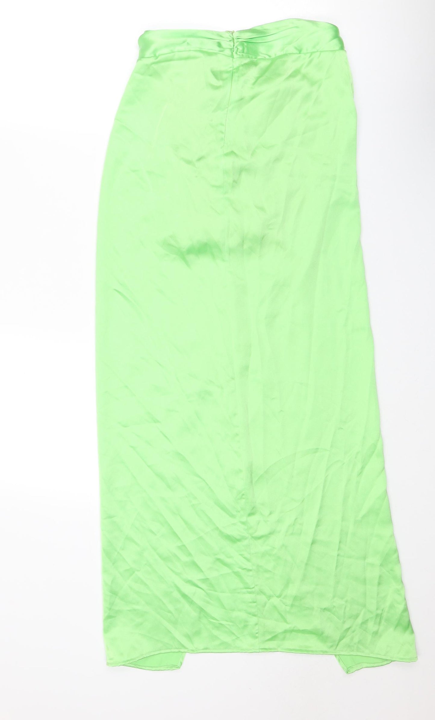 Zara Womens Green Polyester A-Line Skirt Size S Zip