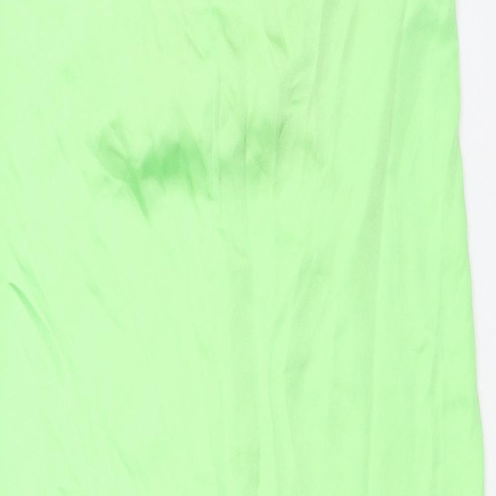 Zara Womens Green Polyester A-Line Skirt Size S Zip